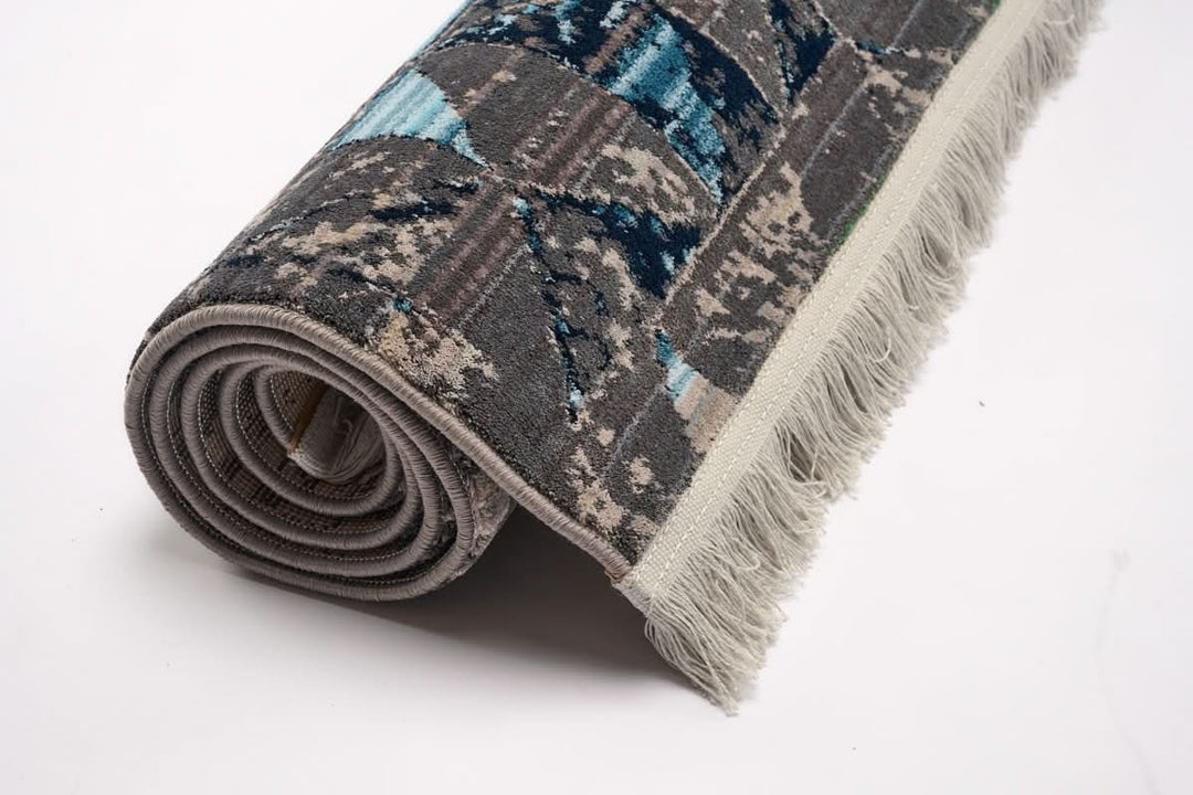 Modern Faded Area Rug Stain Resistant Blue Grey - beUNIQ - bedroom rug - 100cm x 150cm - blue grey rug