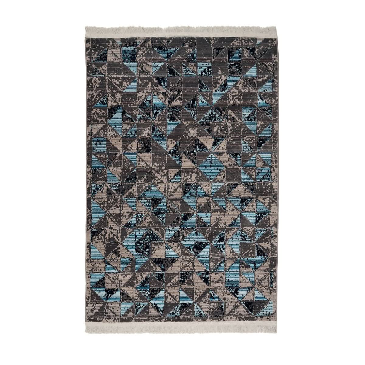 Modern Faded Area Rug Stain Resistant Blue Grey - beUNIQ - bedroom rug - 100cm x 150cm - blue grey rug
