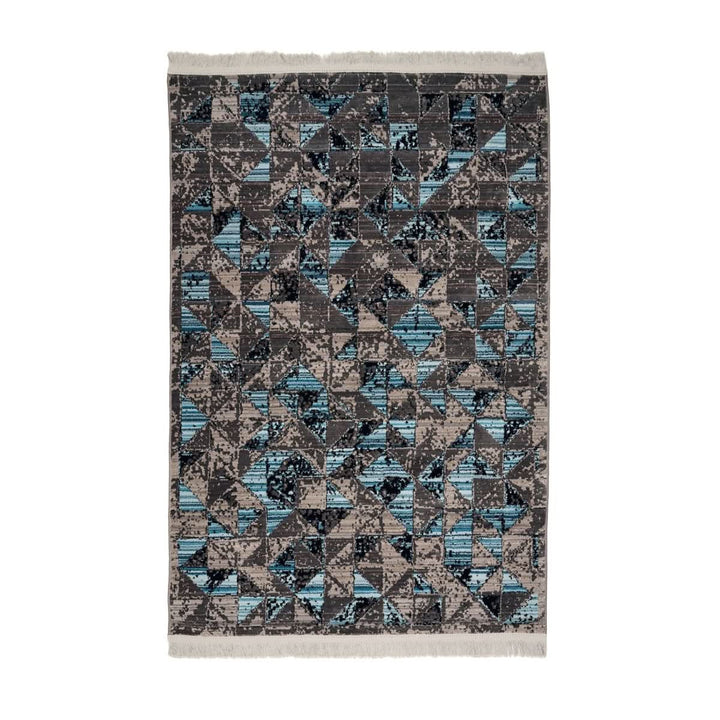 Modern Faded Area Rug Stain Resistant Blue Grey - beUNIQ - bedroom rug - 100cm x 150cm - blue grey rug
