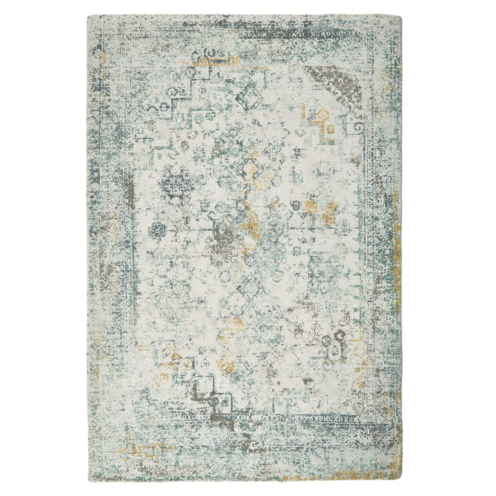 Origins Vogue Distressed Persian Style Blue and Ochre Recycled Rug - beUNIQ - blue and ochre rug - 80cm x 150cm - Created by Product Upload
