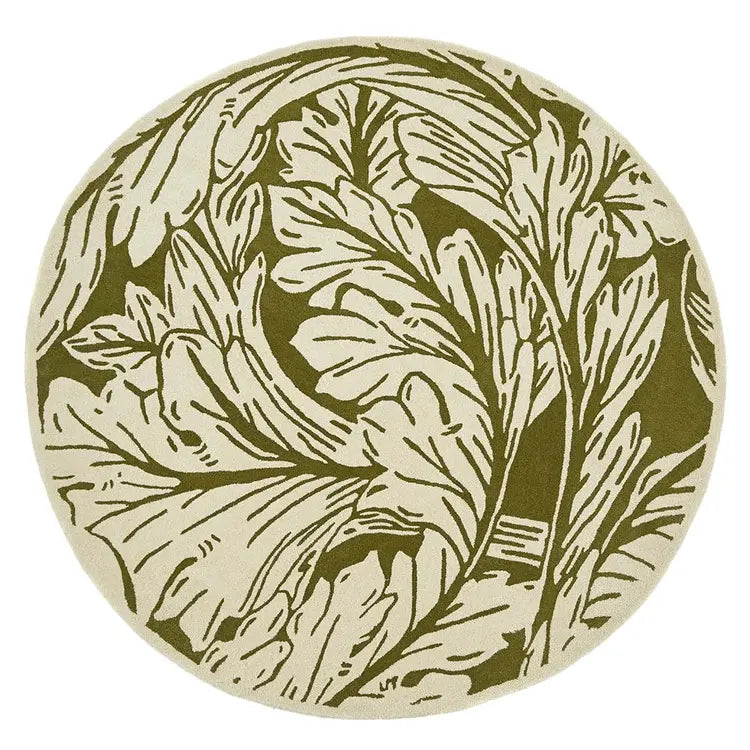 Origins Heritage Moss Traditional Floral Hand Tufted Pure Wool Rug - beUNIQ - Created by Product Upload - 200X200 Circle - floral rug