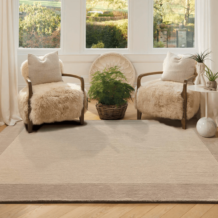Origins Borders Natural Wool Rug | Hand Loom Woven Border Design - beUNIQ - border rug - 080X150 - Created by Product Upload