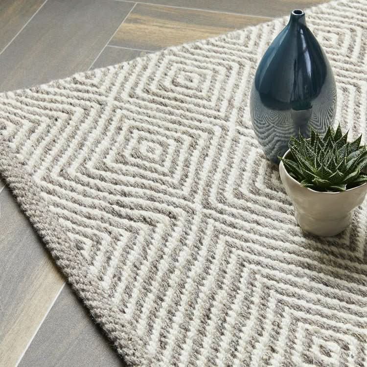 Origins Estelle Natural Pure Wool Flatweave Diamond Pattern Area Rug - beUNIQ - Created by Product Upload - 80x150 - diamond pattern rug