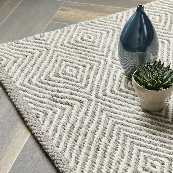 Origins Estelle Natural Pure Wool Flatweave Diamond Pattern Area Rug - beUNIQ - Created by Product Upload - 80x150 - diamond pattern rug