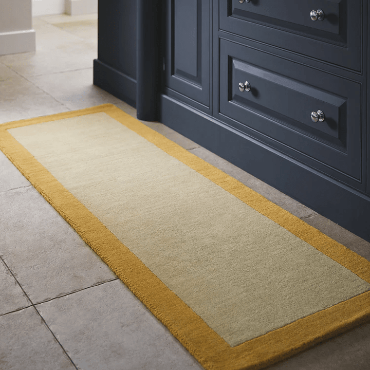 Origins Borders Ochre Wool Rug – Hand Loom Woven Border Design - beUNIQ - border rug - 067x200 - Created by Product Upload