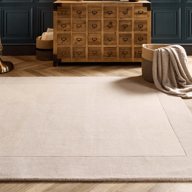 Origins Borders Natural Wool Rug | Hand Loom Woven Border Design - beUNIQ - border rug - 080X150 - Created by Product Upload