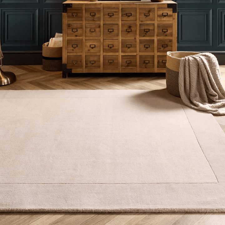 Origins Borders Natural Wool Rug | Hand Loom Woven Border Design - beUNIQ - border rug - 080X150 - Created by Product Upload