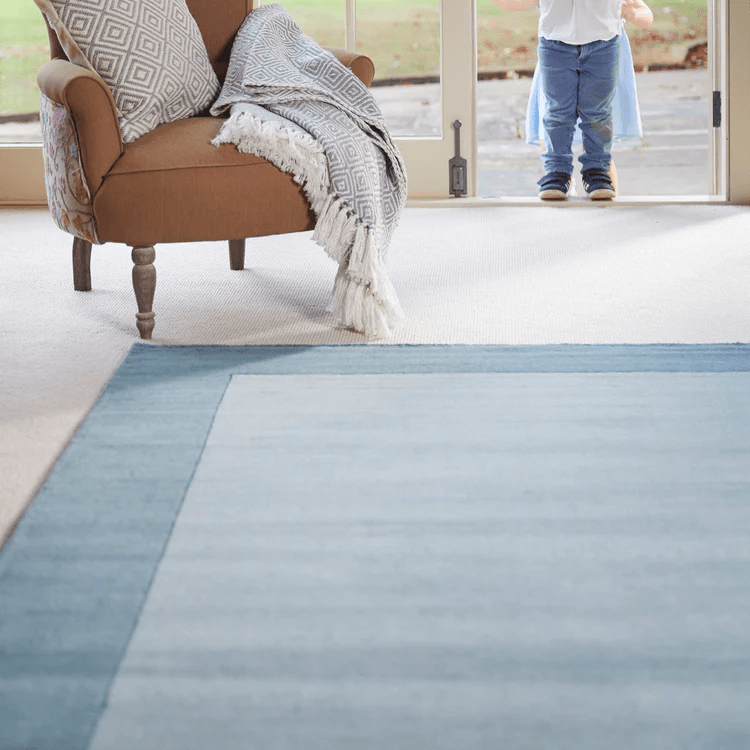 Origins Borders Hand Woven Pure Wool Rug in Duck Egg - beUNIQ - Created by Product Upload - 080x150 - Duck Egg wool rug