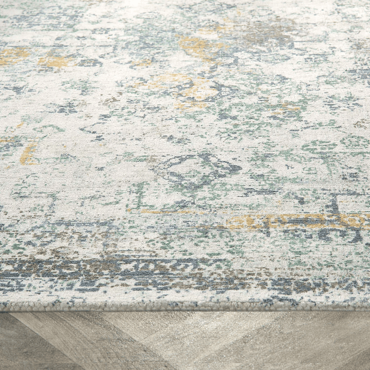 Origins Vogue Distressed Persian Style Blue and Ochre Recycled Rug - beUNIQ - blue and ochre rug - 80cm x 150cm - Created by Product Upload