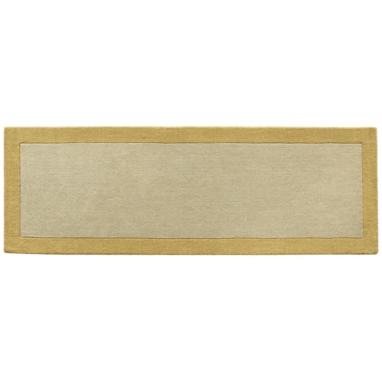 Origins Borders Ochre Wool Rug – Hand Loom Woven Border Design - beUNIQ - border rug - 067x200 - Created by Product Upload