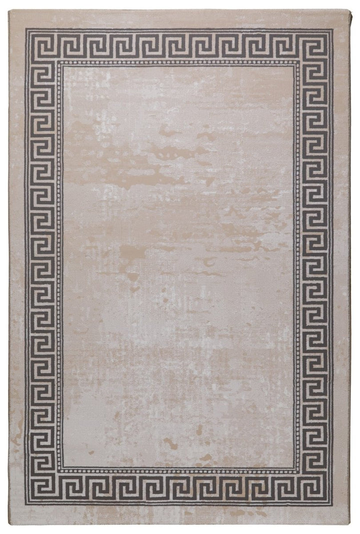 Minimalist Area Rug ME001 Cream Grey Modern Living Room - beUNIQ - cream and grey rug - 60x180 cm - Created by Product Upload