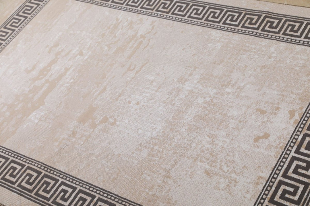 Minimalist Area Rug ME001 Cream Grey Modern Living Room - beUNIQ - cream and grey rug - 60x180 cm - Created by Product Upload