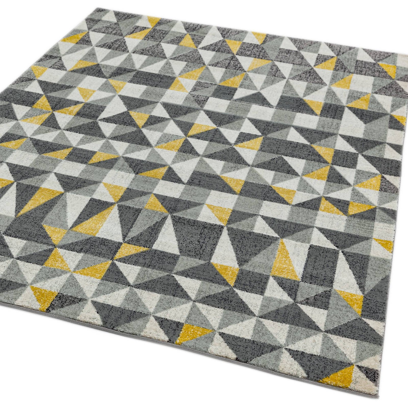 Nova NV01 Yellow Geometric Flag Rug - angled view 1
