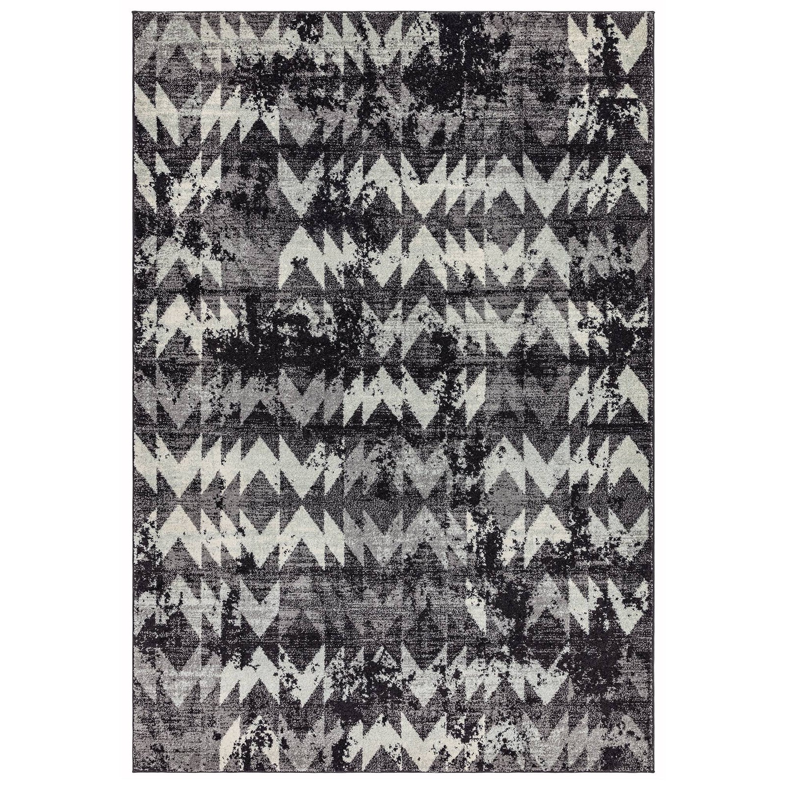 Nova NV28 Black Chevron Rug - overhead view