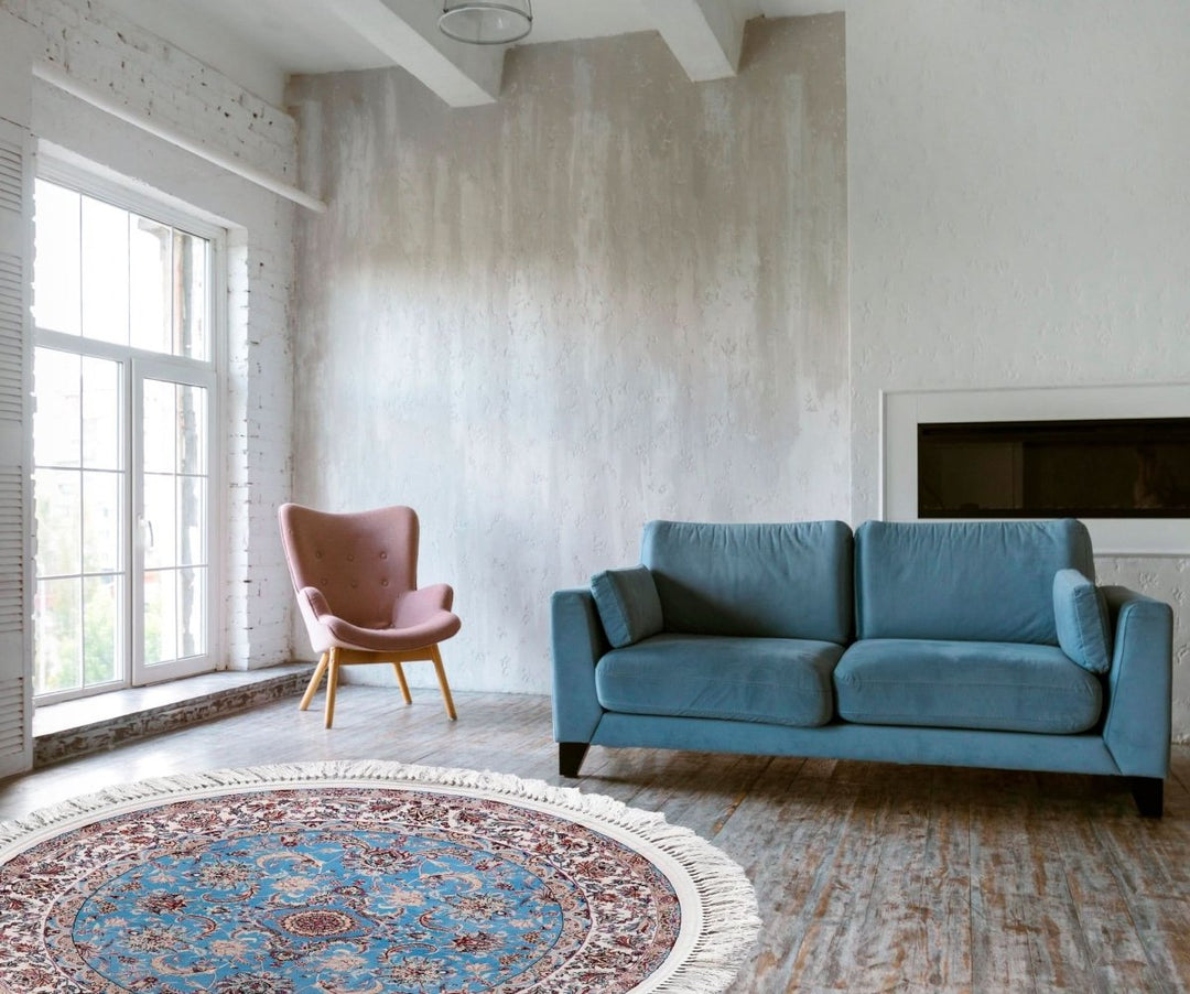 Oriental Area Rug - Highest Quality for Living Room &amp; Bedroom | Large &amp; Small Sizes | Affordable, Elegant &amp; Durable | VI004 - beUNIQ - Blue - 100x100 cm - blue Persian rug