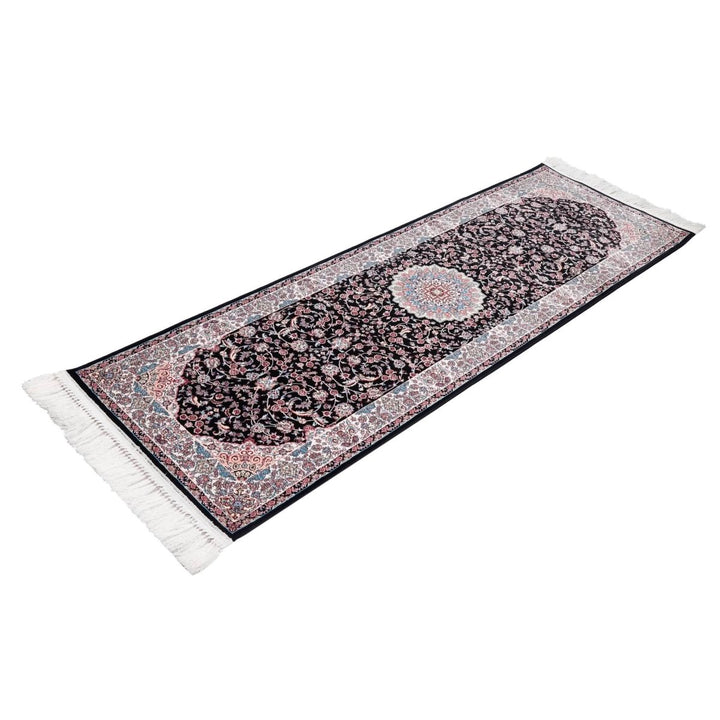 Oriental Area Rug – Highest Quality for Living Room &amp; Bedroom | Large &amp; Small Sizes | Affordable, Elegant &amp; Durable | VI009 - beUNIQ - [With - Fringe] - Round 150x150 cm - Black