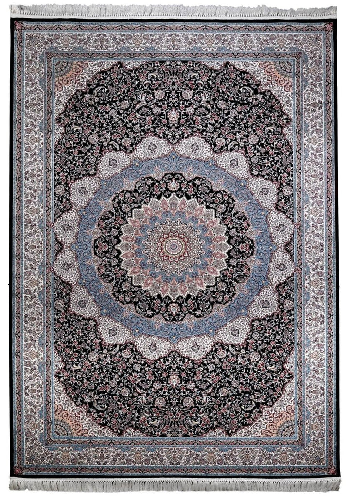 Oriental Area Rug – Highest Quality for Living Room &amp; Bedroom | Large &amp; Small Sizes | Affordable, Elegant &amp; Durable | VI009 - beUNIQ - [With - Fringe] - Round 150x150 cm - Black