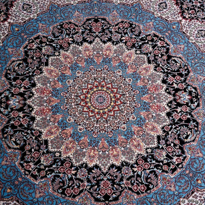 Oriental Area Rug – Highest Quality for Living Room &amp; Bedroom | Large &amp; Small Sizes | Affordable, Elegant &amp; Durable | VI009 - beUNIQ - [With - Fringe] - Round 150x150 cm - Black