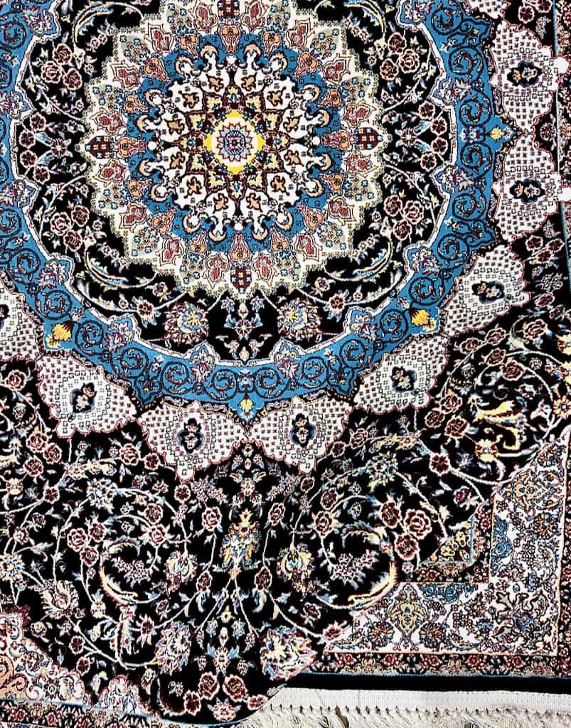 Oriental Area Rug – Highest Quality for Living Room &amp; Bedroom | Large &amp; Small Sizes | Affordable, Elegant &amp; Durable | VI009 - beUNIQ - [With - Fringe] - Round 150x150 cm - Black