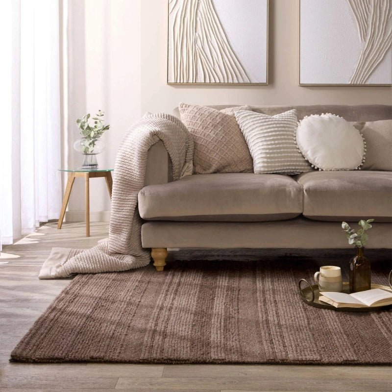 Origins Chunky Knit Wool Rug Brown Hand Woven Textured - beUNIQ - Brown Wool Rug - 67x200 cm - Chunky Wool Rug