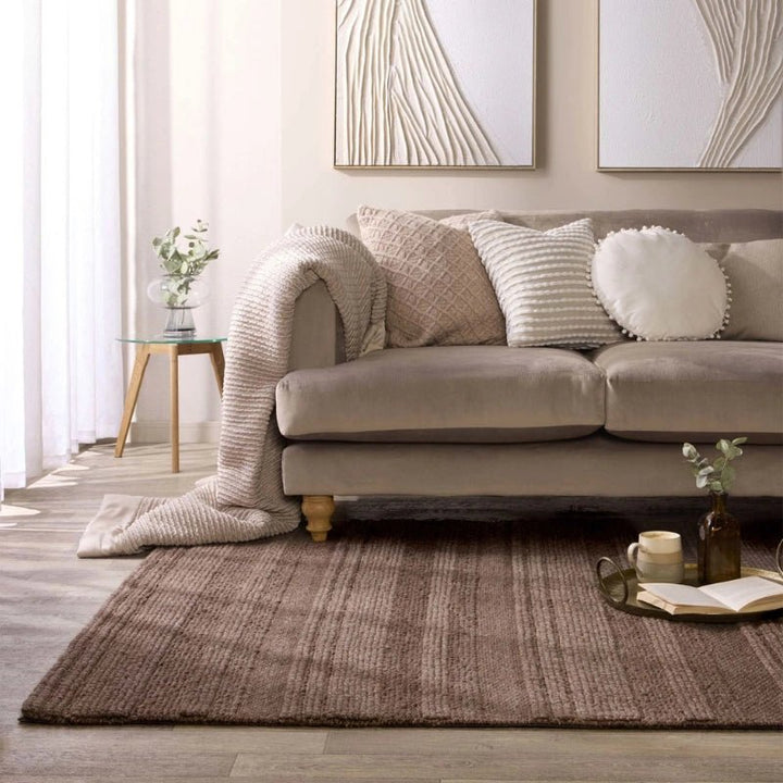 Origins Chunky Knit Wool Rug Brown Hand Woven Textured - beUNIQ - Brown Wool Rug - 67x200 cm - Chunky Wool Rug