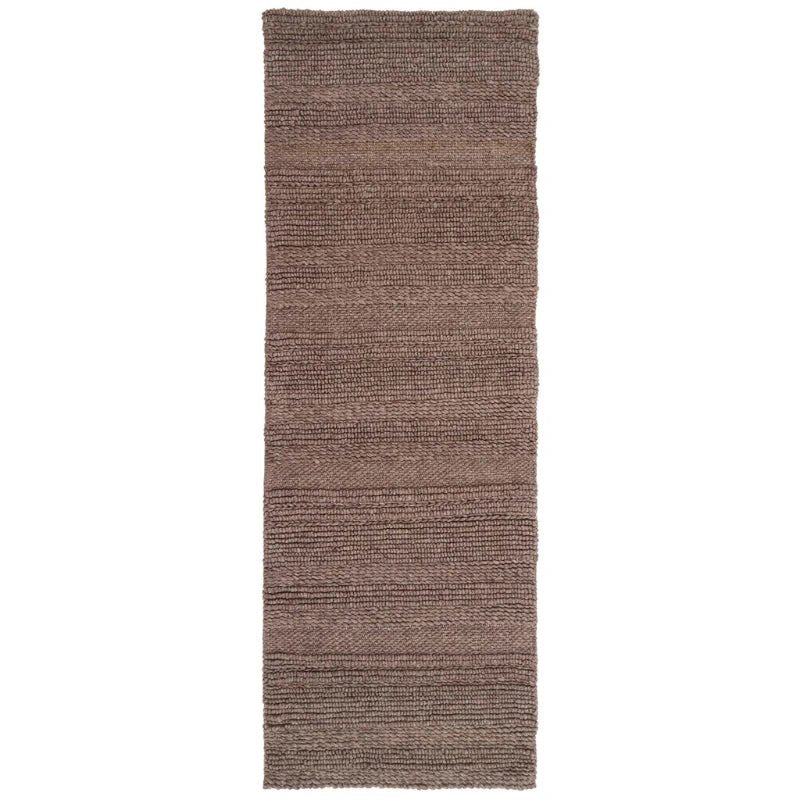 Origins Chunky Knit Wool Rug Brown Hand Woven Textured - beUNIQ - Brown Wool Rug - 67x200 cm - Chunky Wool Rug