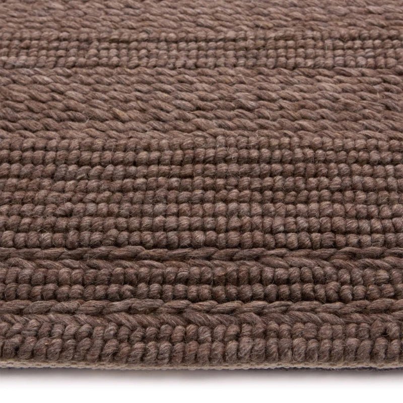 Origins Chunky Knit Wool Rug Brown Hand Woven Textured - beUNIQ - Brown Wool Rug - 67x200 cm - Chunky Wool Rug