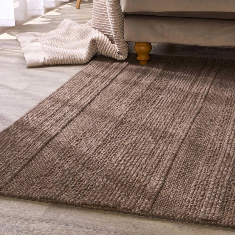 Origins Chunky Knit Wool Rug Brown Hand Woven Textured - beUNIQ - Brown Wool Rug - 67x200 cm - Chunky Wool Rug