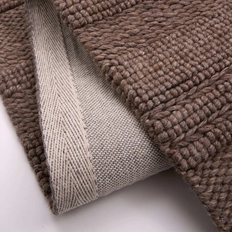 Origins Chunky Knit Wool Rug Brown Hand Woven Textured - beUNIQ - Brown Wool Rug - 67x200 cm - Chunky Wool Rug