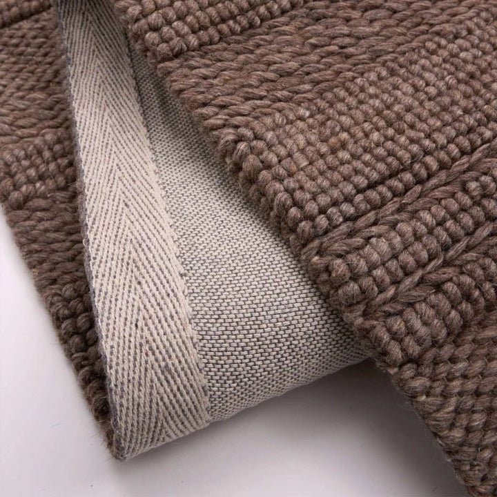 Origins Chunky Knit Wool Rug Brown Hand Woven Textured - beUNIQ - Brown Wool Rug - 67x200 cm - Chunky Wool Rug
