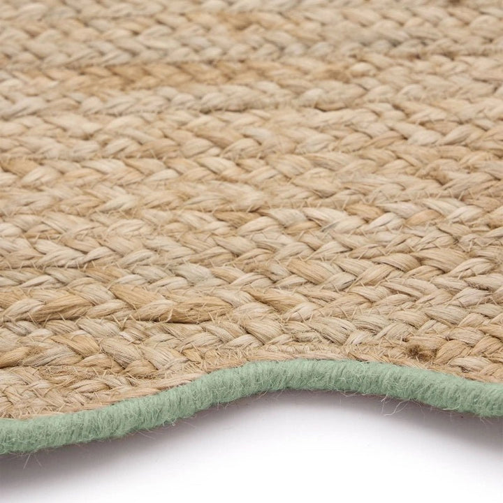 Origins Jute Rug Scalloped Edge with Green Border - beUNIQ - Created by Product Upload - 120x170 cm - Green Wool Border Rug