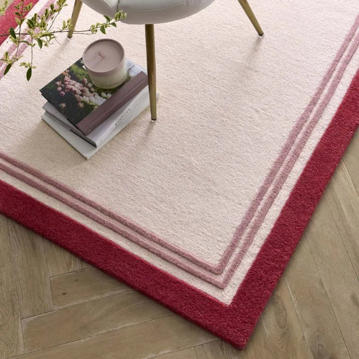 Origins Piper Hand Tufted Wool Rug Pink Border - beUNIQ - Created by Product Upload - 80x150 cm - hand tufted rug