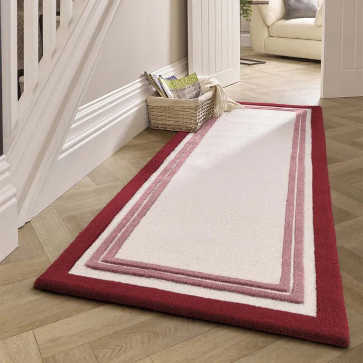 Origins Piper Hand Tufted Wool Rug Pink Border - beUNIQ - Created by Product Upload - 80x150 cm - hand tufted rug