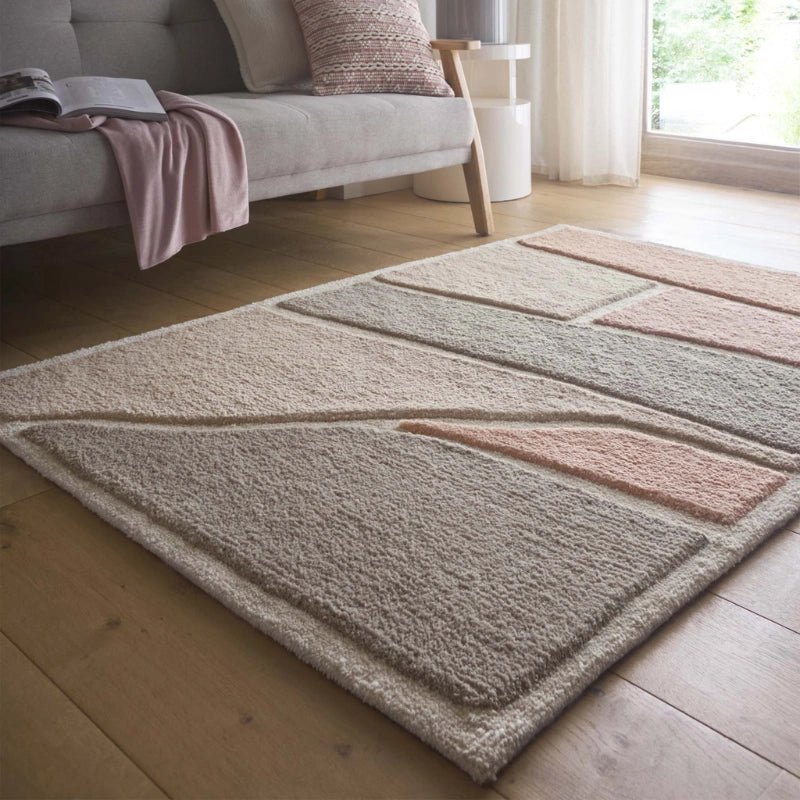 Origins Strata Abstract Area Rug Pink Grey Contemporary Style - beUNIQ - Abstract Area Rug - 120x170 cm - Contemporary Rug