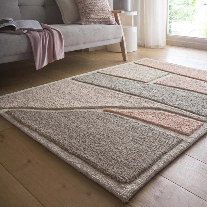 Origins Strata Abstract Area Rug Pink Grey Contemporary Style - beUNIQ - Abstract Area Rug - 120x170 cm - Contemporary Rug
