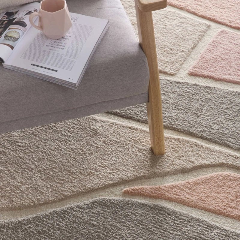 Origins Strata Abstract Area Rug Pink Grey Contemporary Style - beUNIQ - Abstract Area Rug - 120x170 cm - Contemporary Rug