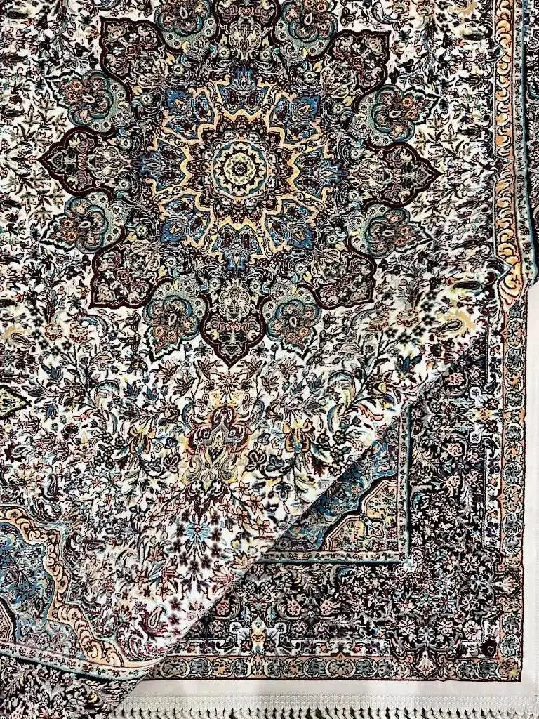 Ottoman Oriental Area Rug in Black and Cream – photo 2 of 4