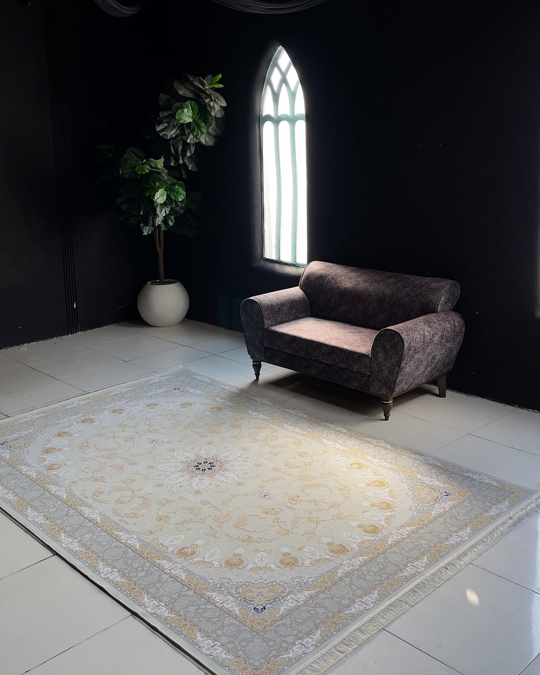 Timeless Persia Silver Persian-Style Medallion Low-Pile Acrylic Rug