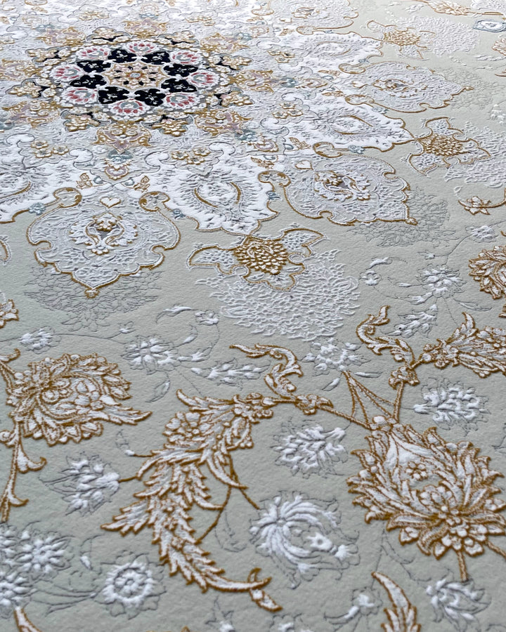 Timeless Persia Silver Persian-Style Medallion Low-Pile Acrylic Rug