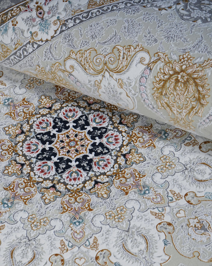 Timeless Persia Silver Persian-Style Medallion Low-Pile Acrylic Rug
