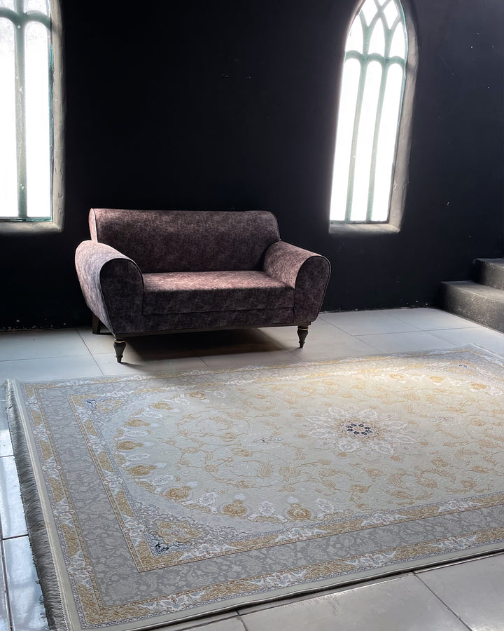 Timeless Persia Silver Persian-Style Medallion Low-Pile Acrylic Rug