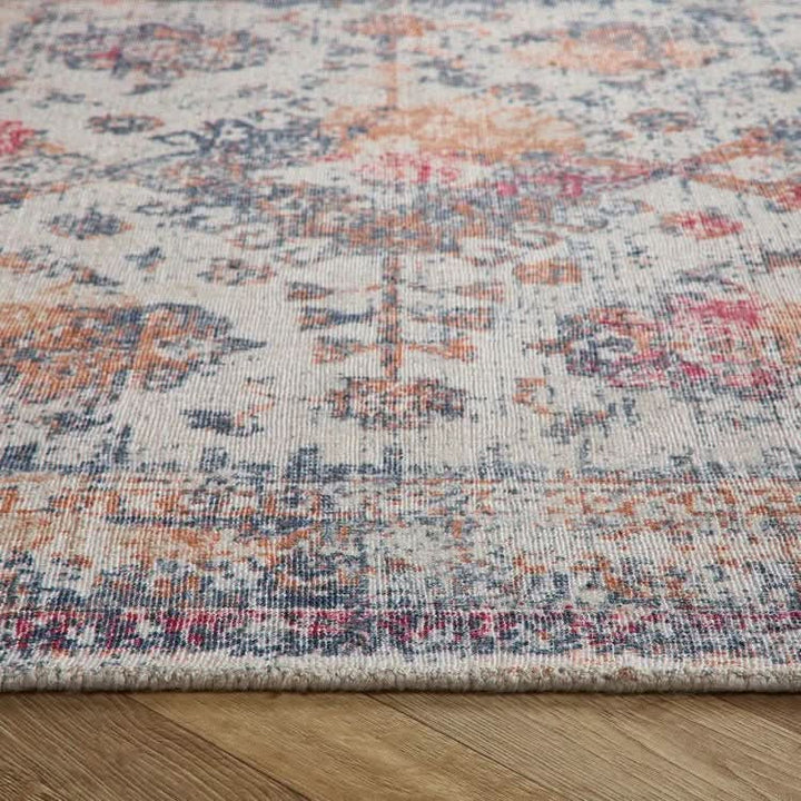 Origins Vogue Distressed Persian Style Navy and Rust Recycled Rug - beUNIQ - Created by Product Upload - 120cm x 170cm - distressed Persian rug