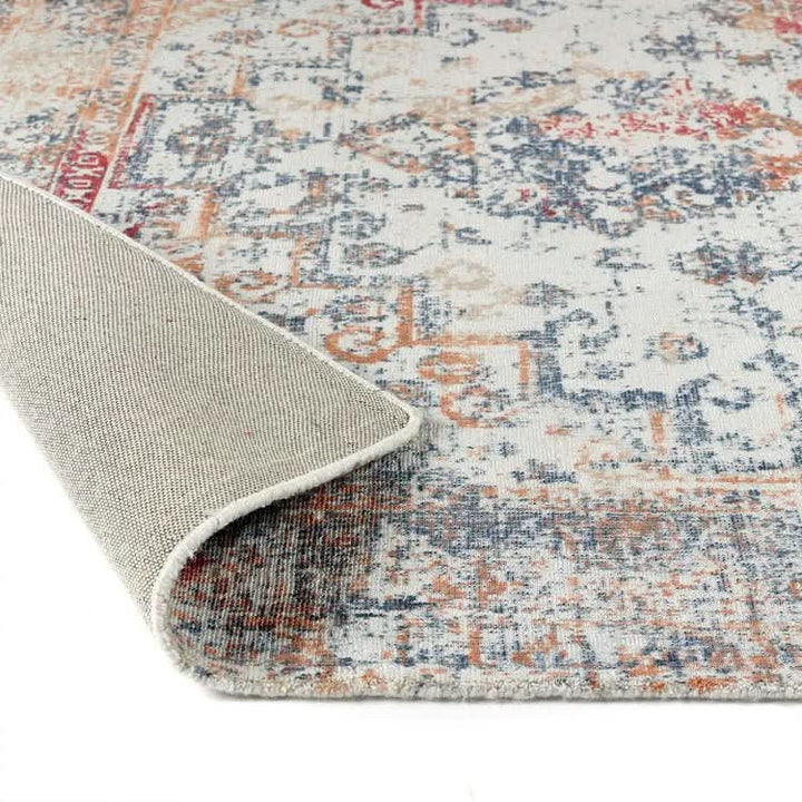 Origins Vogue Distressed Persian Style Navy and Rust Recycled Rug - beUNIQ - Created by Product Upload - 120cm x 170cm - distressed Persian rug