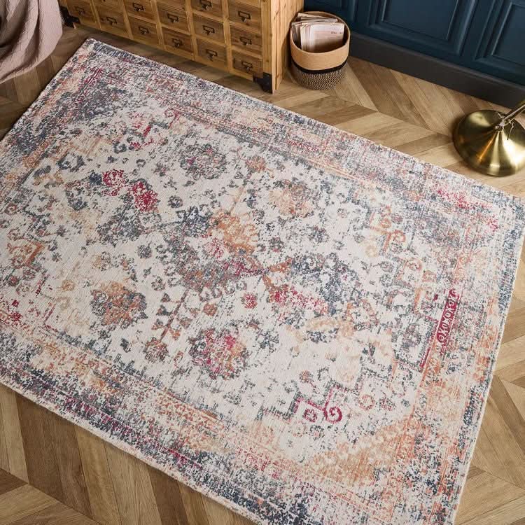Origins Vogue Distressed Persian Style Navy and Rust Recycled Rug - beUNIQ - Created by Product Upload - 120cm x 170cm - distressed Persian rug